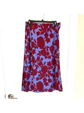 J crew Floral A-Line Skirt - Red and Blue